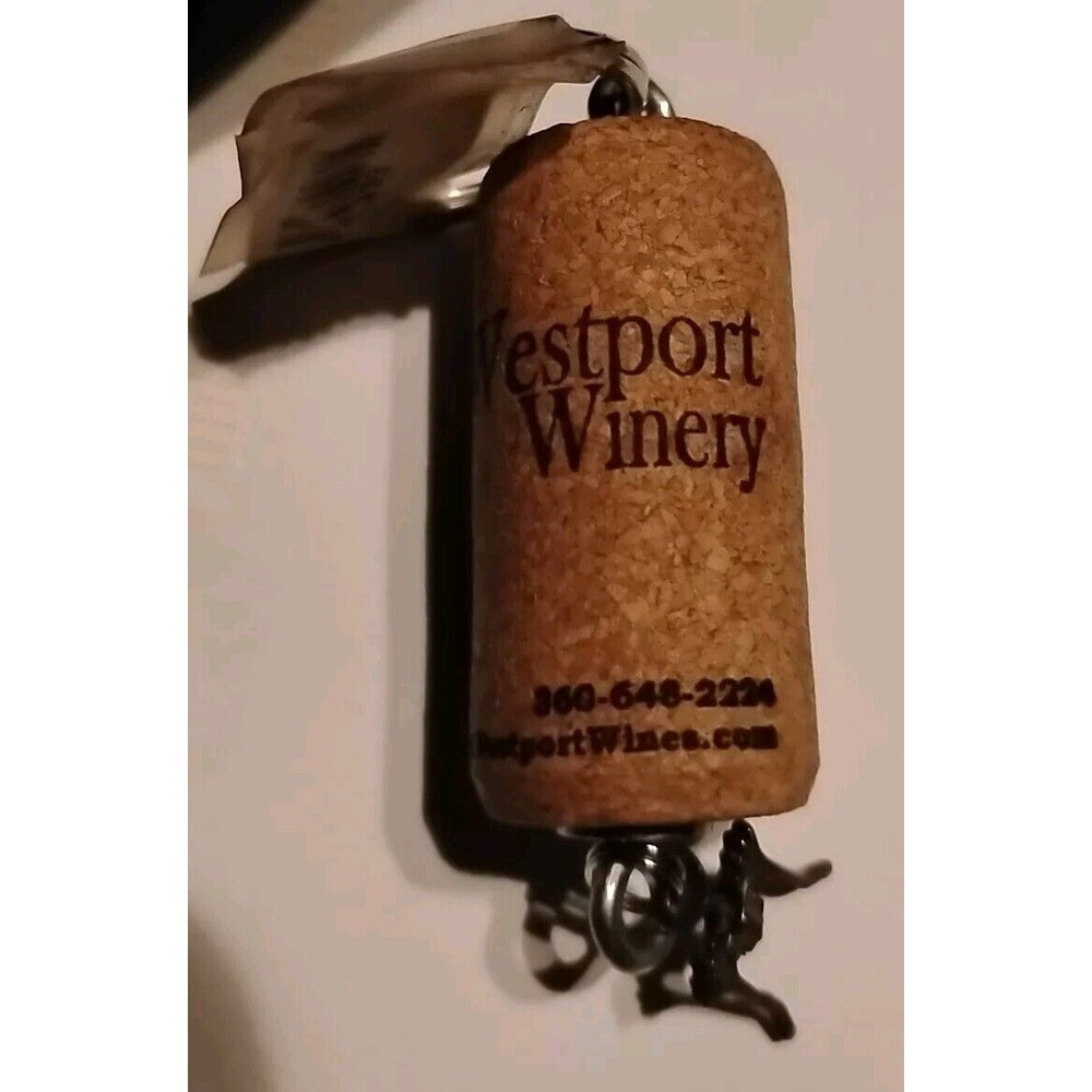 Wine Bottle Cork Keychain Westport WA Winery Wine Bottle Opener Metal charm NWT.